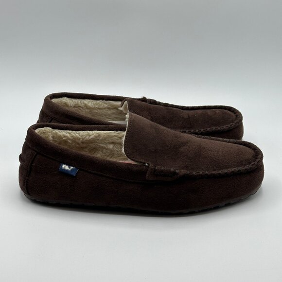 Vineyard Vines Men\'s Peaks Plaid Loafer Slippers Chocolate Brown Size 10 main image 4